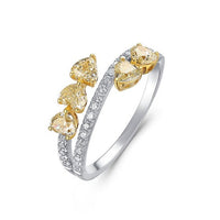 Two Tone Heart Pear Diamond Ring in 14K Yellow Gold