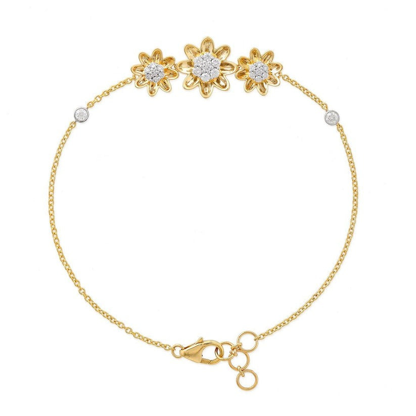 Fancy Golden Diamond Link Bracelet in 14K Yellow Gold