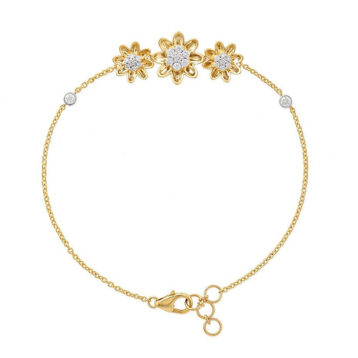 Fancy Golden Diamond Link Bracelet in 14K Yellow Gold