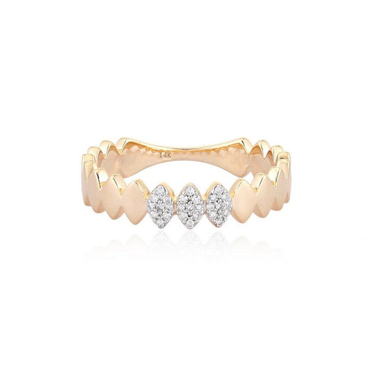 Geometric Marquise Diamond Band Ring in 14K Yellow Gold