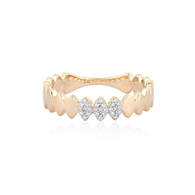 Geometric Marquise Diamond Band Ring in 14K Yellow Gold