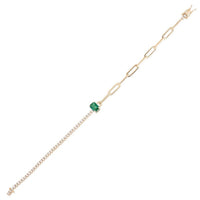 Emerald Diamond Tennis Bracelet in 14K Yellow Gold