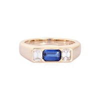 Sapphire Baguette Diamond Ring in 14K Yellow Gold