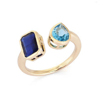 Open Teardrop Pave Diamond Ring in 14K Yellow Gold