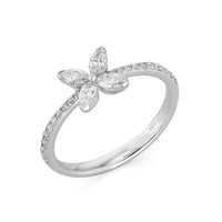 Diamond Flower Signet Ring in 14K Yellow Gold
