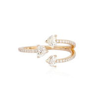 Open Wrap Diamond Small Heart Ring in 14K Yellow Gold