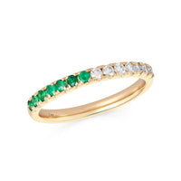 Emerald Green Diamond Gradient Band Ring in 14K Gold