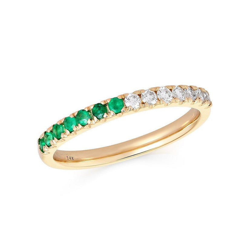 Emerald Green Diamond Gradient Band Ring in 14K Gold