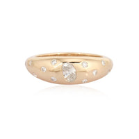 Scattered Oval Diamond Dome Ring in 14K Yellow Gold