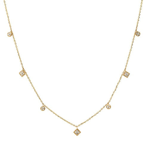 Diamond Luxe Revival Station Necklace in 14K Yellow Gold