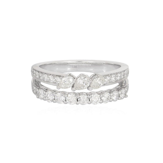 Layered Diamond Band Eternity Ring in 14K White Gold