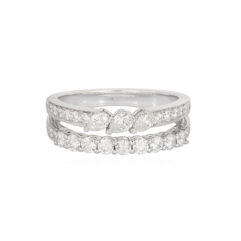 Layered Diamond Band Eternity Ring in 14K White Gold