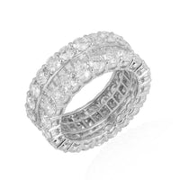 Statement Band Triple Row Diamond Eternity Ring in 14K White Gold