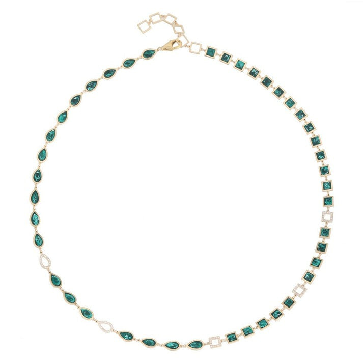 Dynamic Black Enamel Link Necklace in 14K Yellow Gold