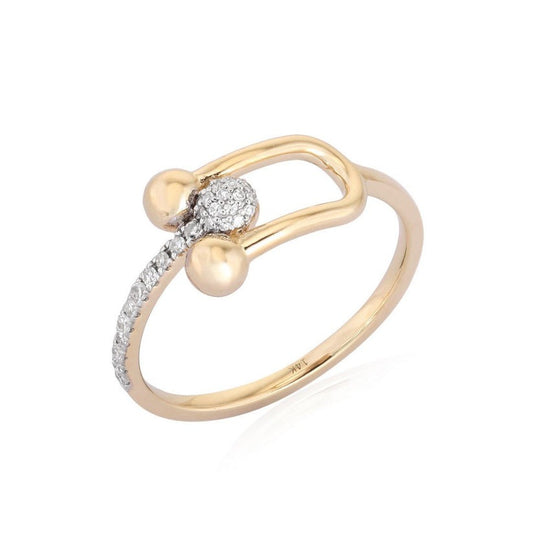 Modern Pave White Diamond Open Ring in 14K Yellow Gold