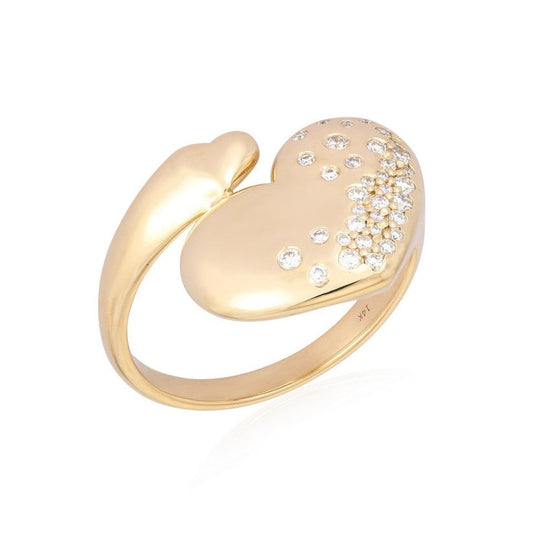 Heart Diamond Radiance Wrap Ring in 14K Yellow Gold