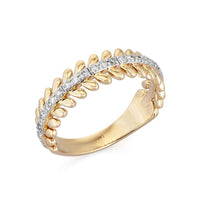 Diamond Leaf Motif Ring in 14K Yellow Gold