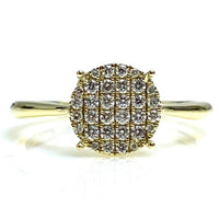 Round Shape Diamond Signet Ring in 14K Yellow Gold