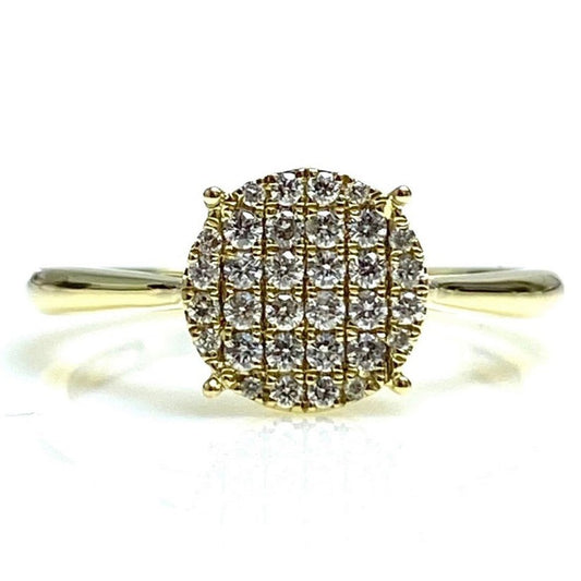 Round Shape Diamond Signet Ring in 14K Yellow Gold