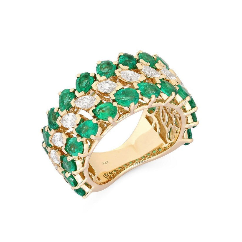 Emerald Brilliance Diamond Eternity Ring in 14K Yellow Gold