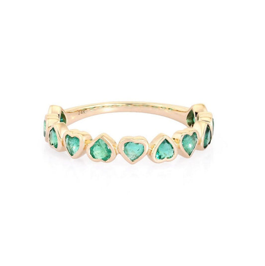 Radiance Emerald Diamond Eternity Ring in 14K Yellow Gold