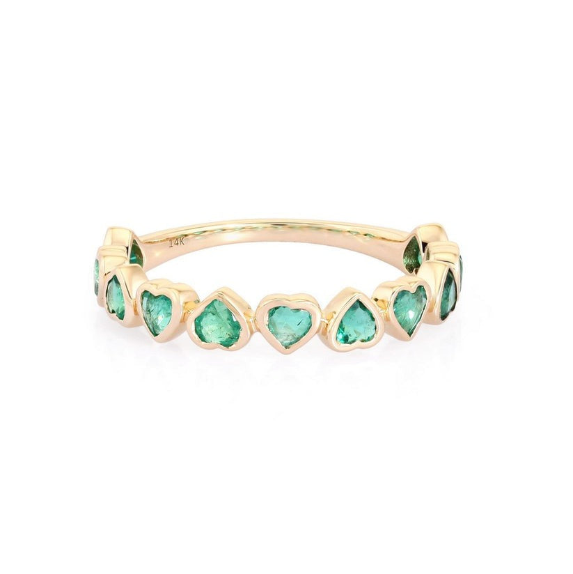 Radiance Emerald Diamond Eternity Ring in 14K Yellow Gold