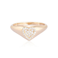 Heart Signet Diamonds Ring in 14K Yellow Gold
