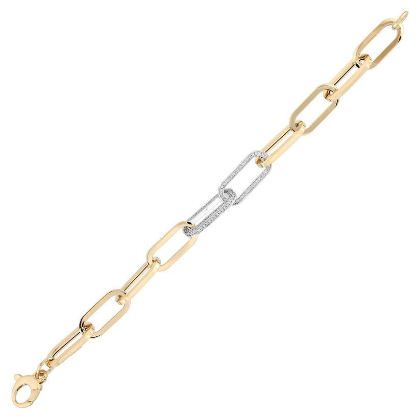 Chain Link Diamond Bracelet in 14K Yellow Gold