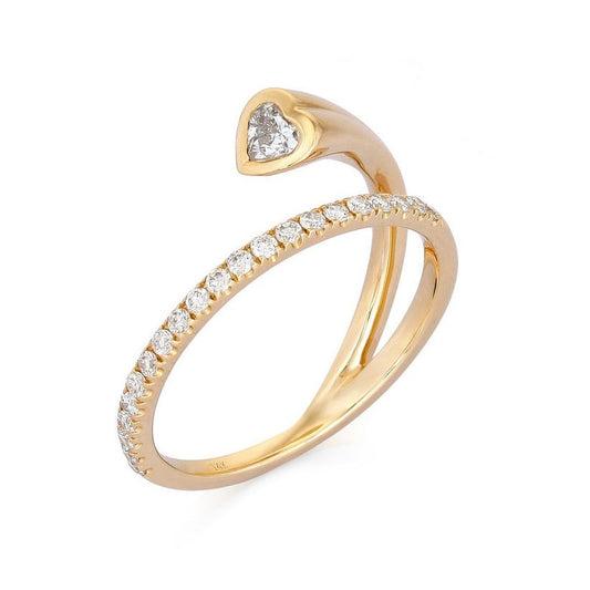Open Heart Diamond Wrap Ring in 14K Yellow Gold
