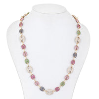Sapphire Diamond Brilliance Link Necklace in 14K Yellow Gold