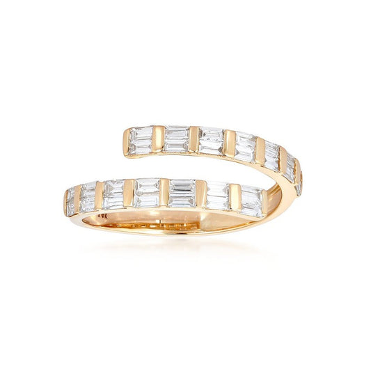 Open Circle Diamond Twist Ring in 14K Yellow Gold