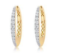 Classic Curve Diamond Hoop Earrings in 14K Yellow Gold