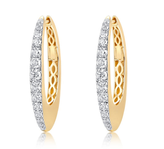 Classic Curve Diamond Hoop Earrings in 14K Yellow Gold