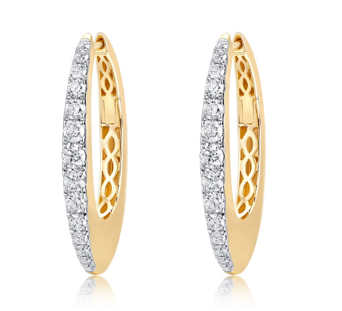 Classic Curve Diamond Hoop Earrings in 14K Yellow Gold