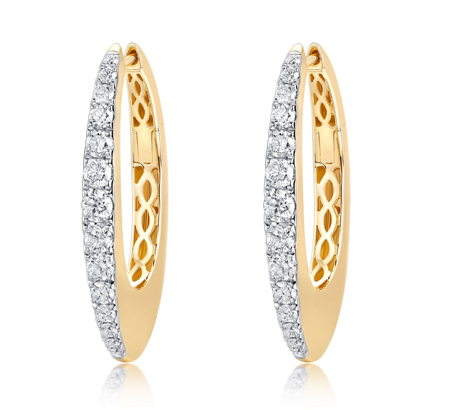 Classic Curve Diamond Hoop Earrings in 14K Yellow Gold