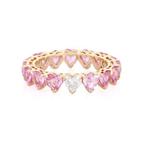 Pure Pink Sapphire Diamond Eternity Ring in 14K Yellow Gold