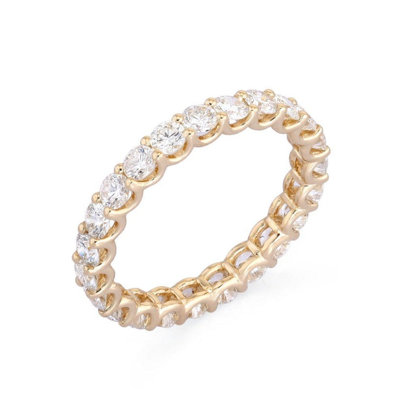 Round White Diamond Eternity Band Ring in 14K Yellow Gold