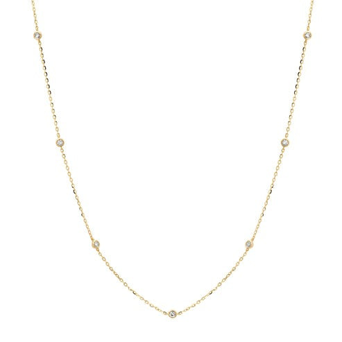 Dainty Diamond Bezel Necklace in 14K Yellow Gold