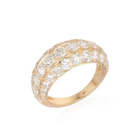 Gold Band Dual Diamond Rows Ring in 14K Yellow Gold