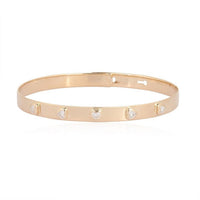 Heart Cut Diamond Studded Bangle Bracelet in 14K Yellow Gold