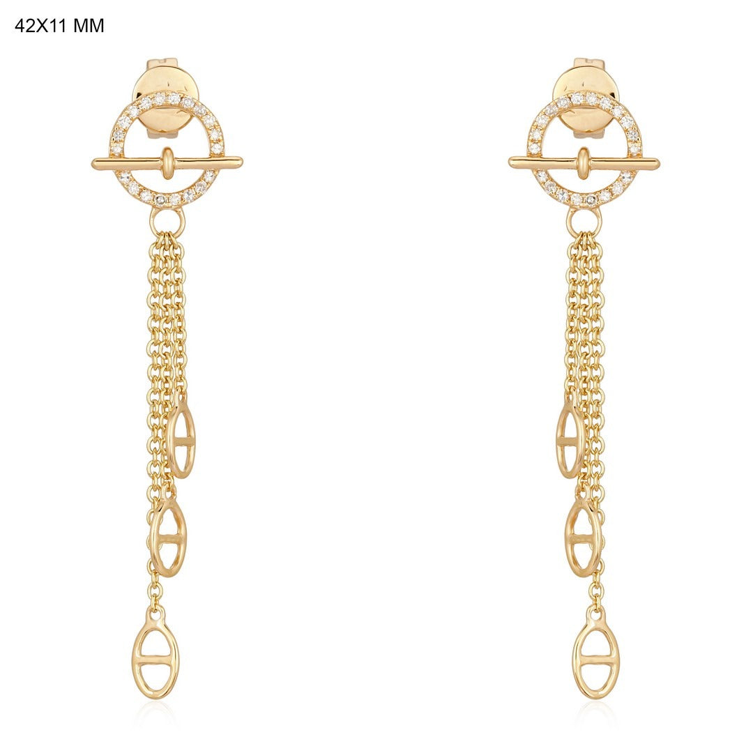 Equinox Chain 14K (or 18k upon request) Yellow Gold Diamond Drop Earrings