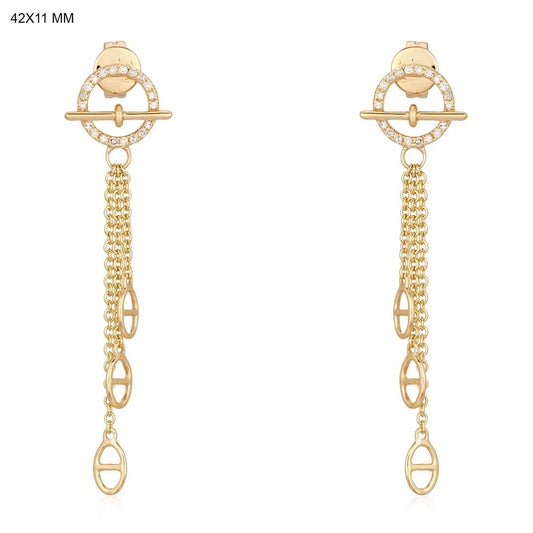 Equinox Chain Diamond Drop Earrings in 14K Yellow Gold