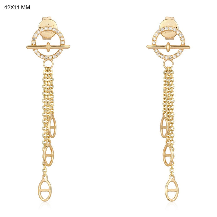 Equinox Chain 14K (or 18k upon request) Yellow Gold Diamond Drop Earrings