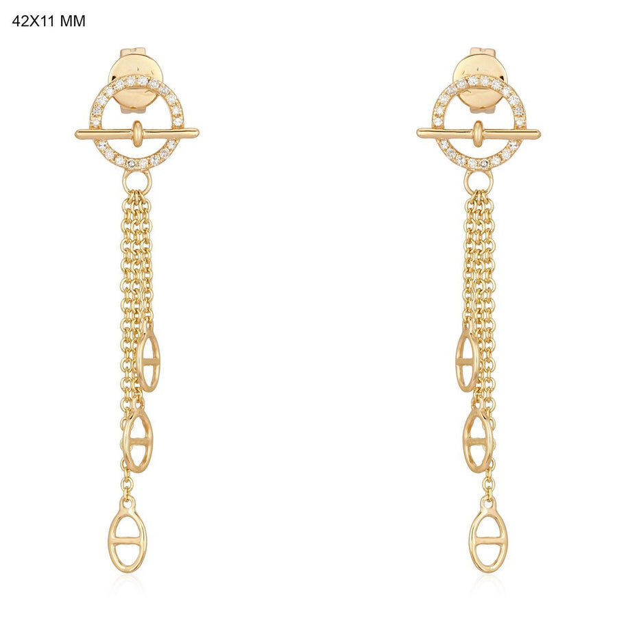 Equinox Chain Diamond Drop Earrings in 14K Yellow Gold