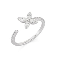 Diamond Blossom Open Wrap Ring in 14K White Gold