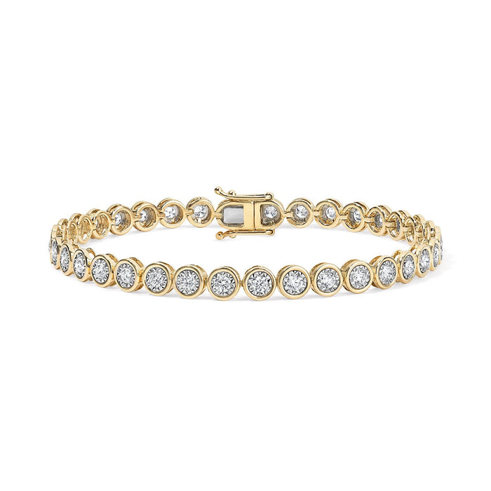 Illusion Line Tennis Bracelet in 14K Yellow Gold