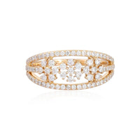 Open Band Flower Cluster Diamond Ring in 14K Yellow Gold