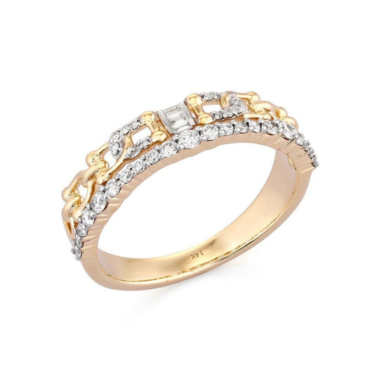 Radiant Majesty 14K Baguette Diamonds Yellow Gold Ring
