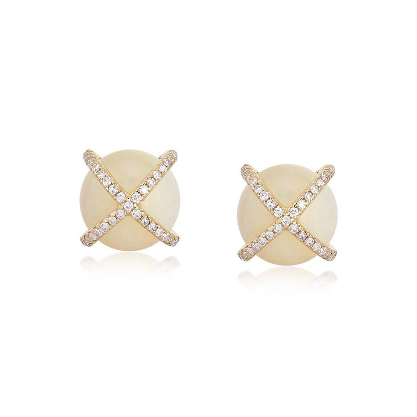 Diamond Kite Stud Earrings in 14K White Gold
