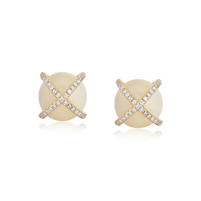 Diamond Kite Stud Earrings in 14K White Gold